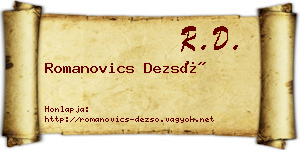 Romanovics Dezső névjegykártya